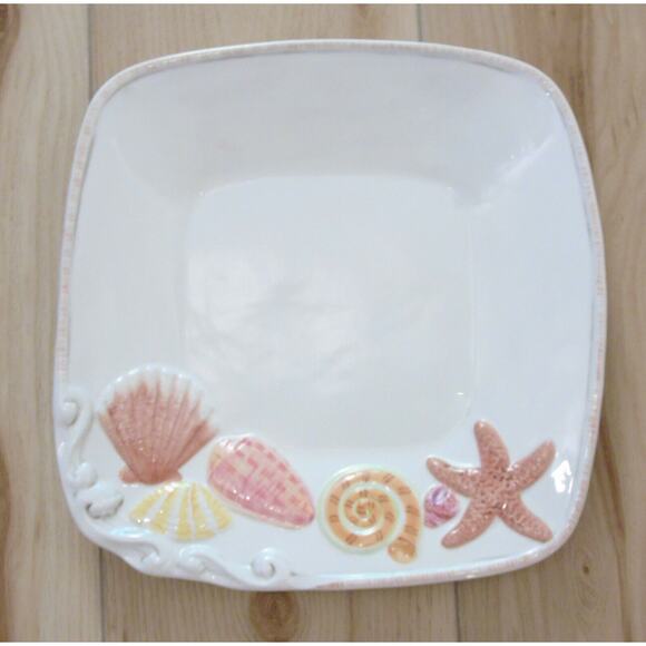 American Atelier By the Sea Dinner Plate 5256 Ironstone Seashells 10.75" Square! - Picture 5 of 5